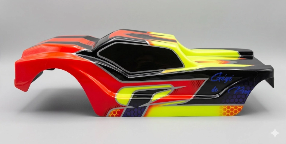 Peinture pour carrosserie de truggy 1/8 - Design quatre couleurs - "Formule Prestige"