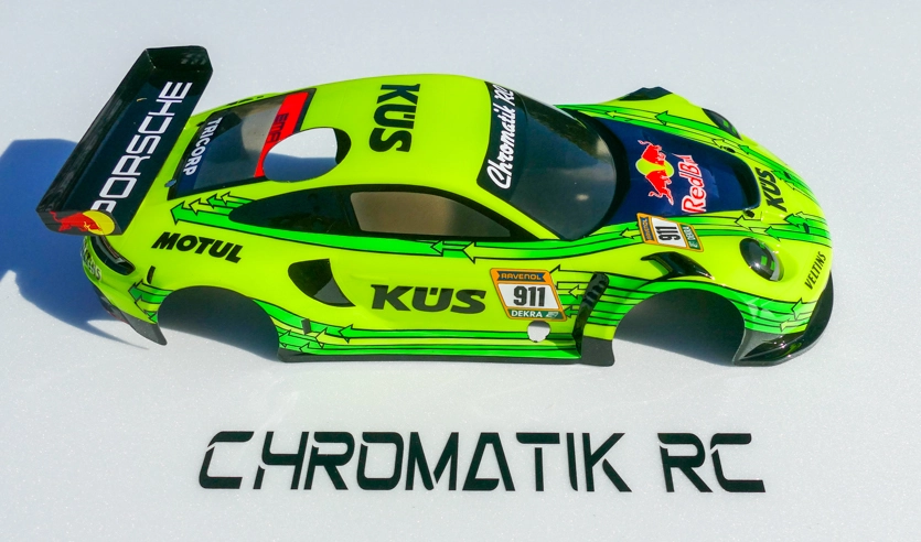 Chromatikrc est une entreprise de prestation de peinture à l'aérographe pour des voitures rc radiocommandée de marque bittydesign, 6mik, jconcepts, kyosho, mugen, tekno, sworkz, HPI