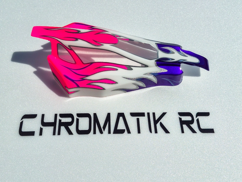 Chromatikrc est une entreprise de prestation de peinture pour voiture radiocommandée truggy, piste, buggy, 1/10, 1/8, jconcepts, 6mik, vp design, faziom design
